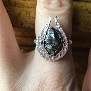 Genuine Meteorite Sterling Silver Ring Size 8